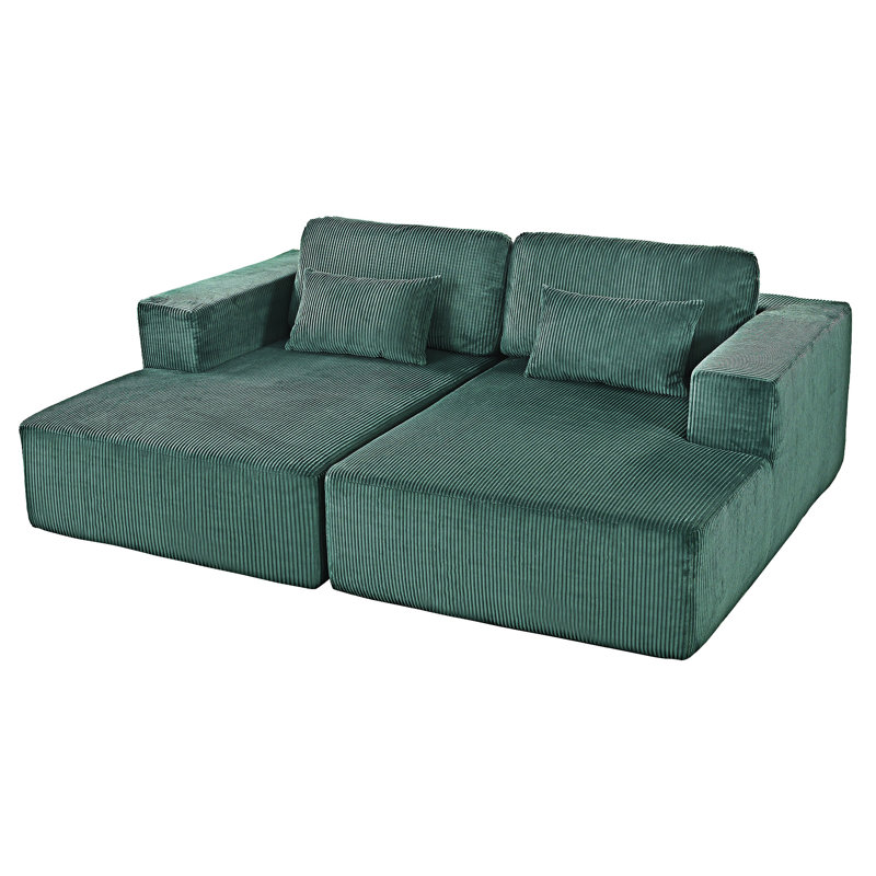 Double Sofa Bed With Pillows, Green