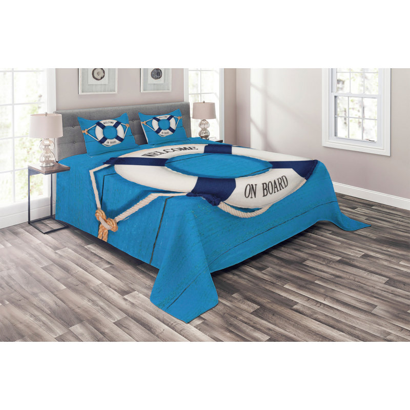 Buoy Polyester Coverlet, King Bedspread + 2 Shams