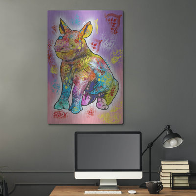 Bungalow Rose «Aminal Bebees - Rhino Sploot» par Dean Russo, art mural en métal