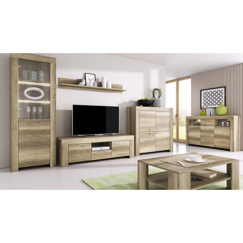 Florim Four Leg Coffee Table with Storage, Oak Country