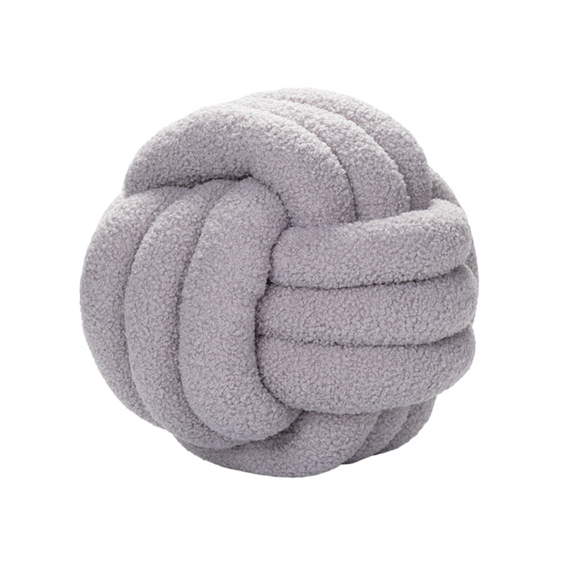 Coussin en velours d'agneau noué à la main, Gris clair