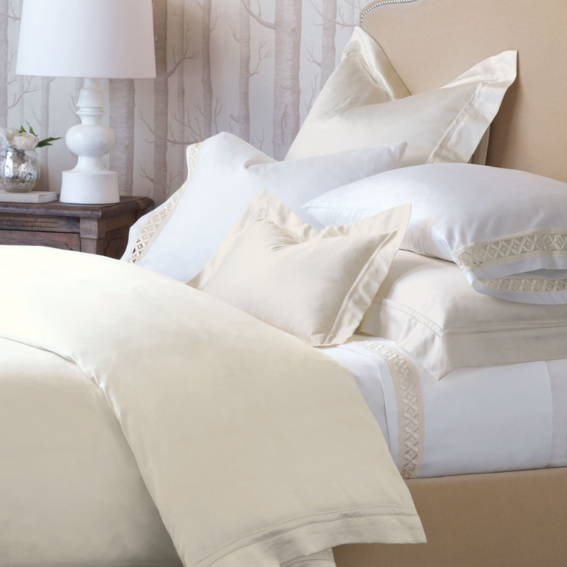 Lusso Sateen Duvet Cover, Ivory, Full Duvet Cover