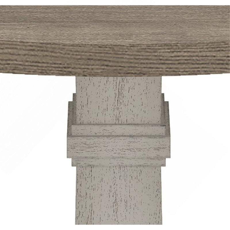 59"W Round White And Gray Dining Table