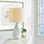 23 po. Cristal de céramique blanche moderne pour chambre à coucher, salon, table de chevet, table de chevet, lampes de table simples avec abat-jour tambour en lin-2068342409