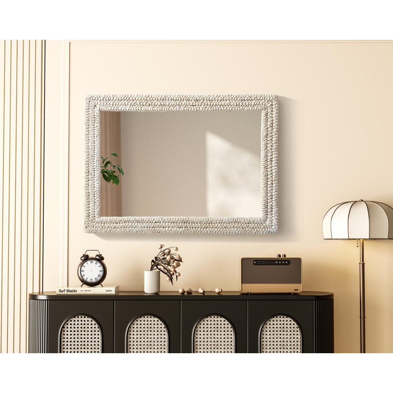 Dennard Cornhusk Mirror in Linen White, 42" x 30"