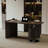 Black Rectangular Solid + Manufactured Wood with 2 drawers desk-109555053
