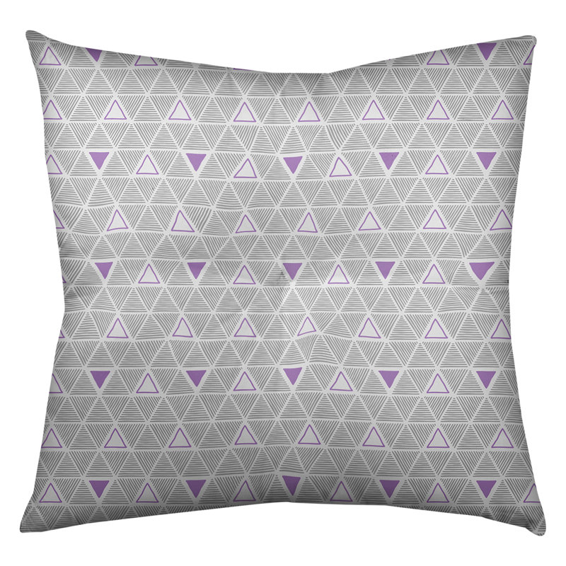 Coussin de sol classique à motif de triangles dessinés à la main, 30 po x 30 po, Accent violet