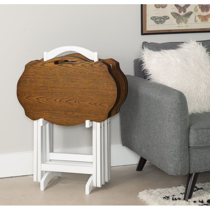 Elvin Oversized Folding Laptop And Tray Table Set, Brown/White