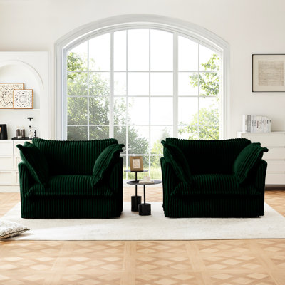 Ensemble de 2 fauteuils confortables et durables avec coussins moelleux et tissu en velours côtelé pour diverses pièces de votre maison