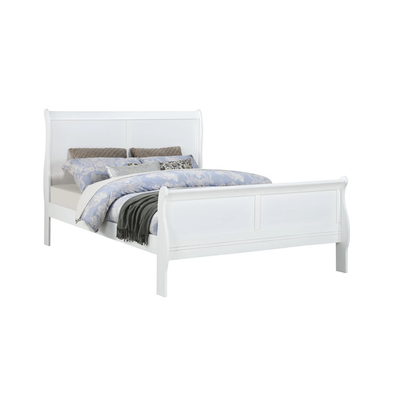 Solid Wood Bedroom Bed, Full Size In White With Grace Color Personal