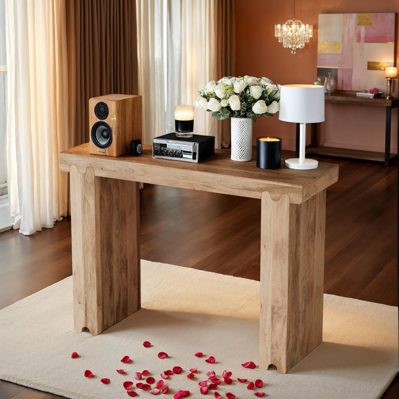 Console en bois massif L 45 po, Brun clair
