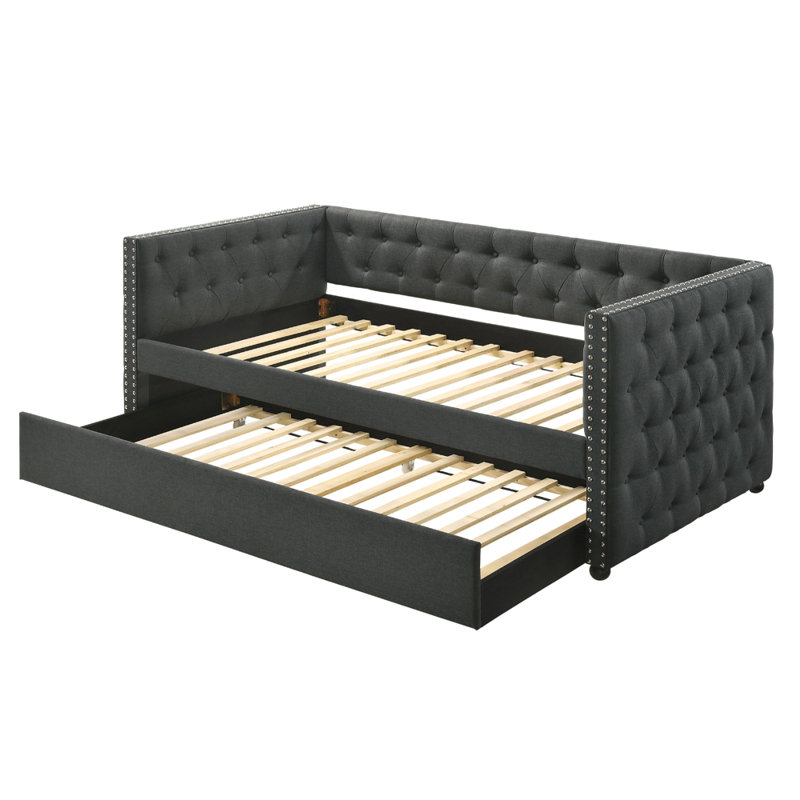 Lit de jour Bromley avec couchette, Noir, Lit double
