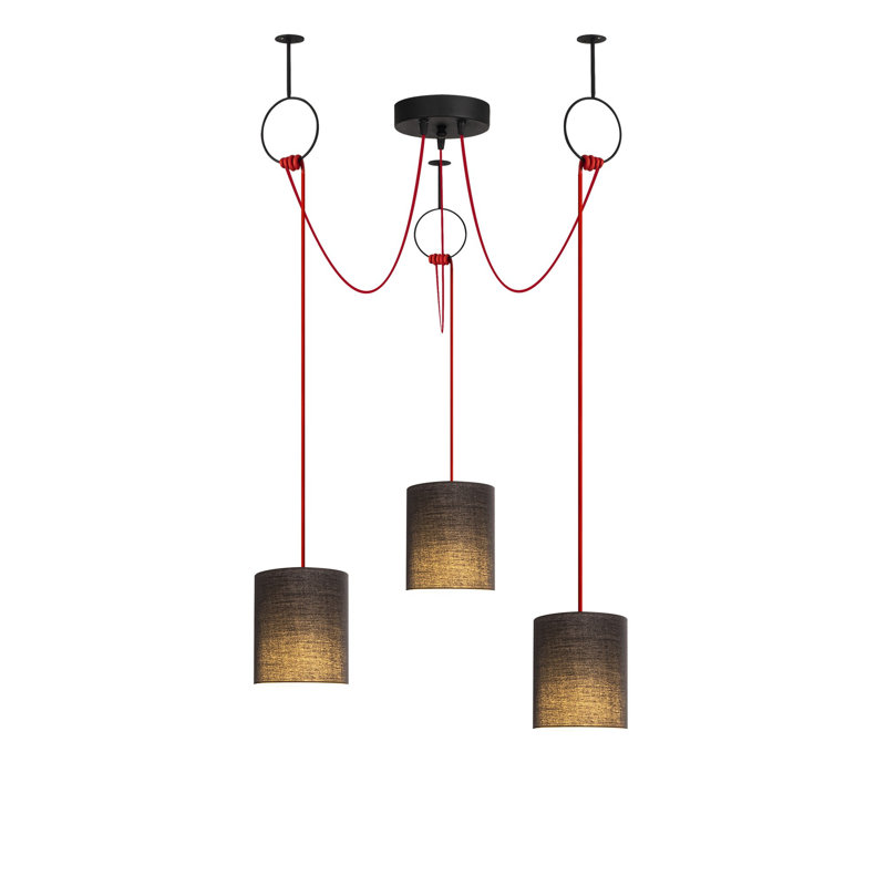 Luminaire suspendu cylindrique à 3 lumières Shayaan