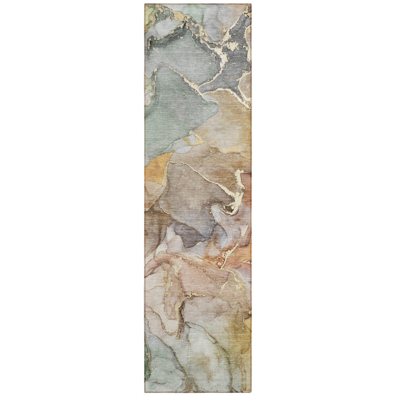Alfonzo Flatweave Washable Abstract Indoor / Outdoor Rug, Runner 2'3" x 7'6"