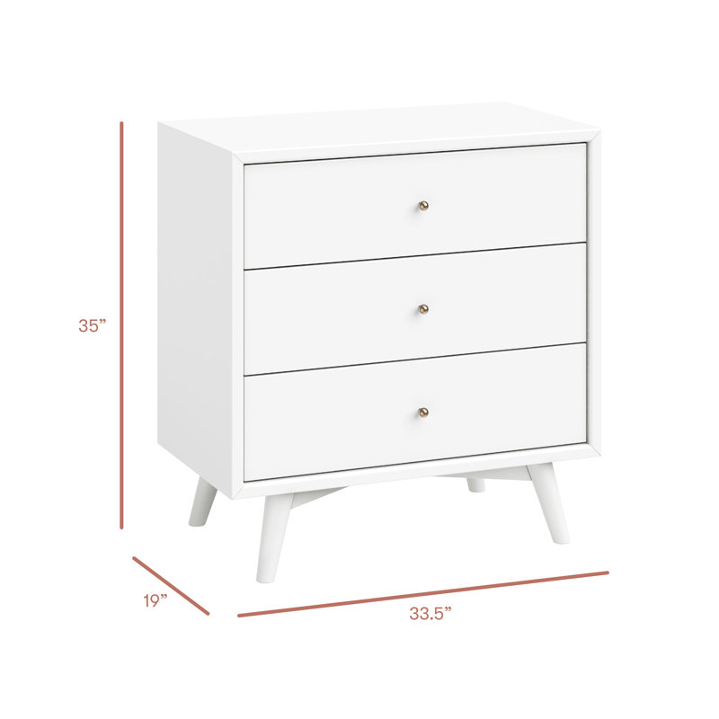 Commode 3 tiroirs assemblée Palma, Blanc
