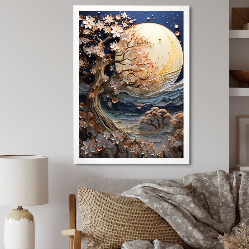 Érable baigné au clair de lune argenté I sur toile, Cadre photo blanc, H 32 po x l 24 po x P 1 po