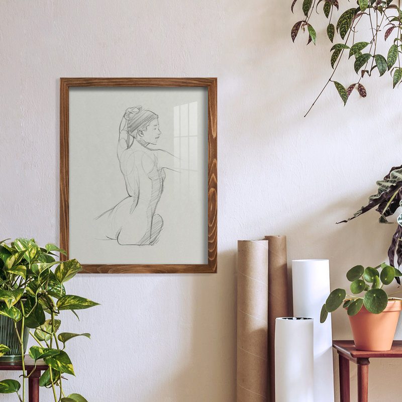 «Geltrude femelle dos croquis II», reproduction sur papier, H 15 po x l 12 po x P 1 po, Noyer