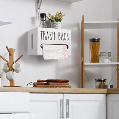 Trash Bag Dispenser Trash Bag Organizer Wall Mount Kitchen Grocery Plastic Bag Holder
