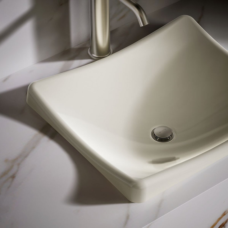 DemiLav Metal Specialty Vessel Bathroom Sink, Biscuit