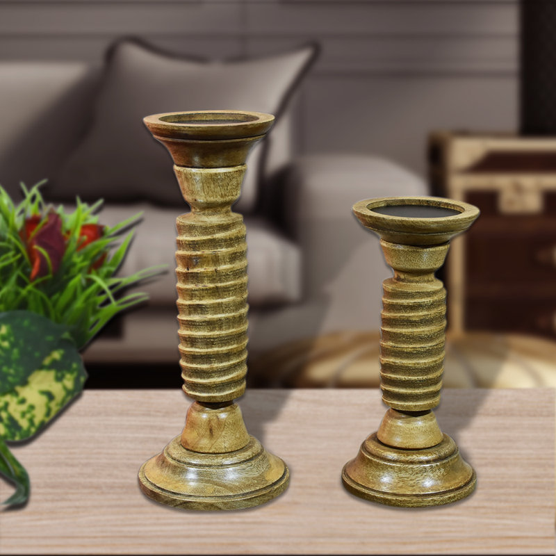Wood Tabletop Candlestick