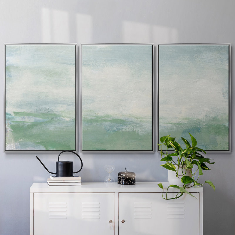 Coastal I - Multi Piece Framed Canvas, 36" H x 75" W x 2" D, Silver