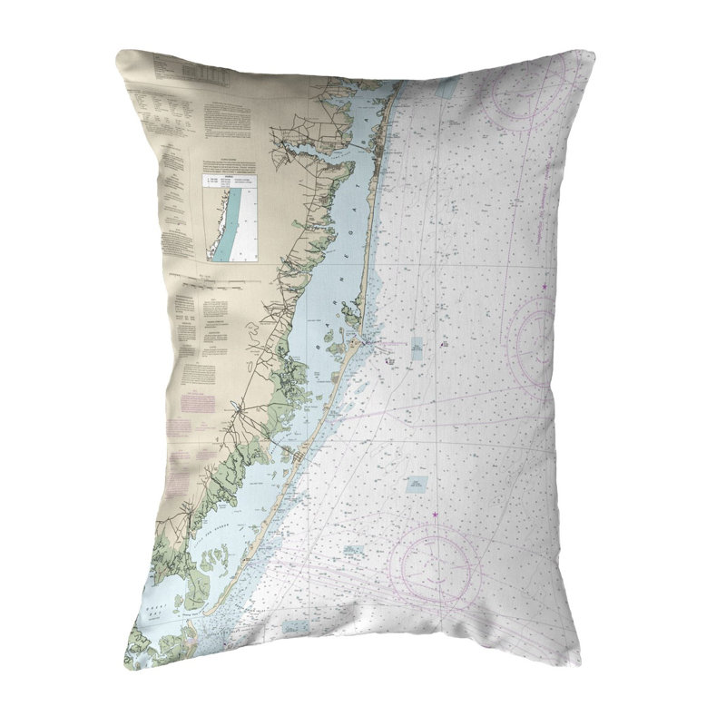 Nautical Map Outdoor Reversible Throw Pillow