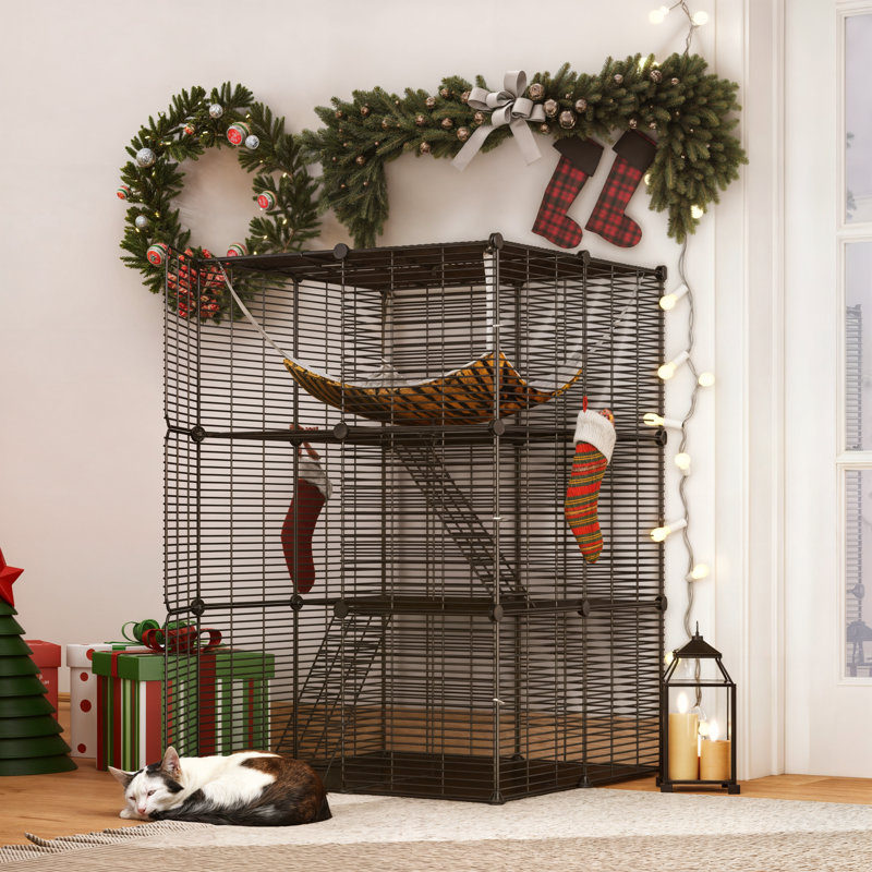 Tucker Murphy Pet™ Cat Cage Multi-Purpose Cat Enclosure, DIY Indoor Playpen And Kennel With Large Hammock For Cats And Small Animals