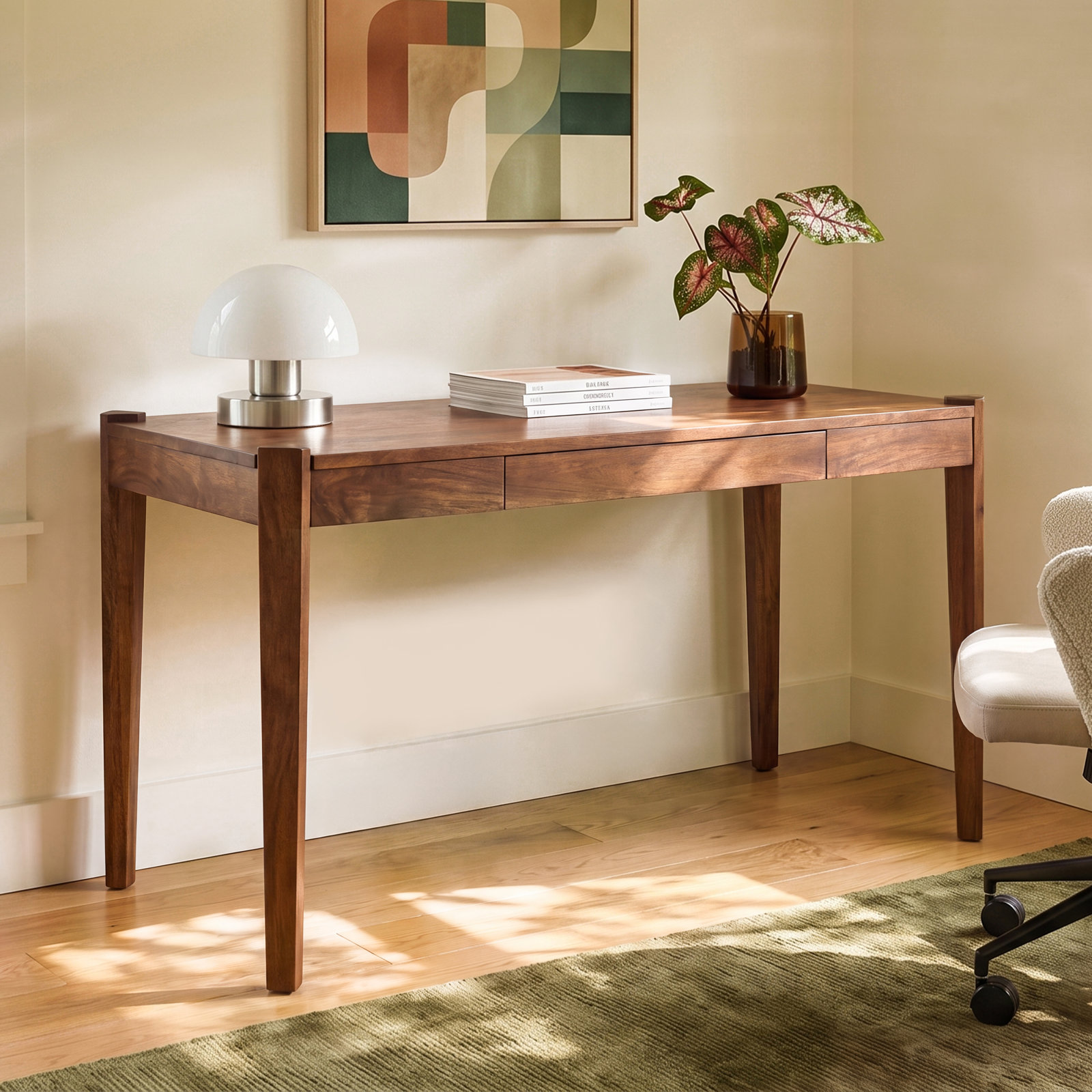 Tay 54" Mango Writing Desk, Walnut