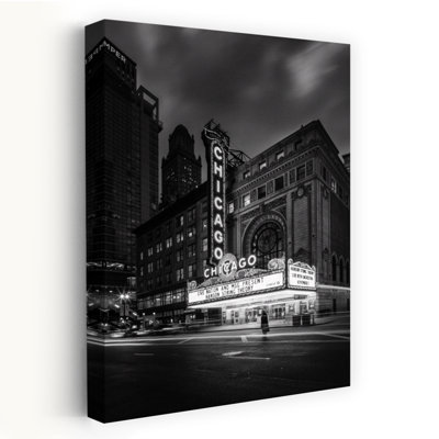 Leaving The Theater Retro Vintage Abstract Architecture City Wall Art by Christopher Budny - Wrapped Canvas Print