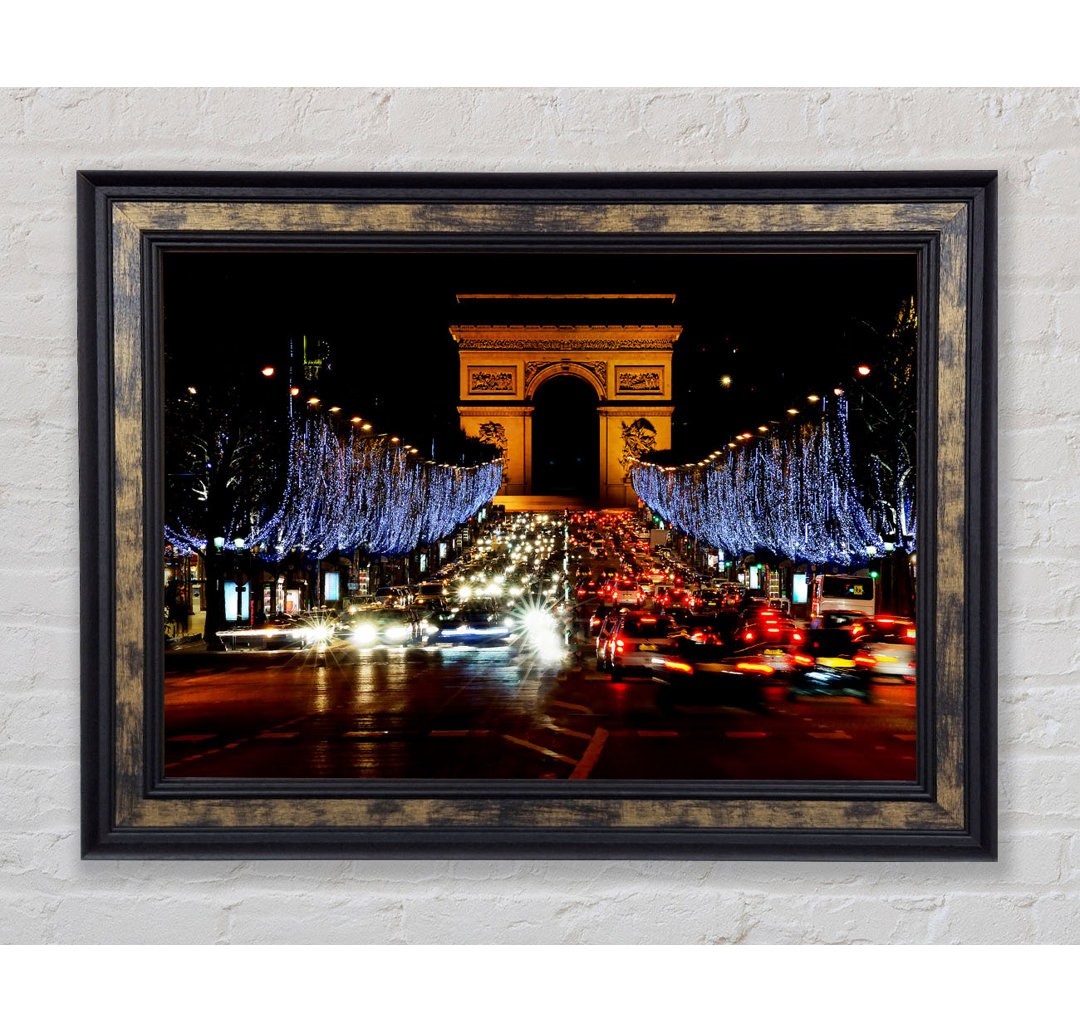 Paris Arc De Triomphe Night Lights - Einzelner Bilderrahmen Kunstdrucke