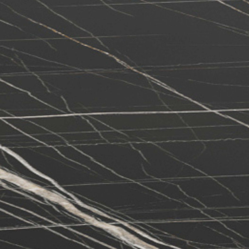 Haley 55.10" Mid-Century Modern TV Stand, White/Black Marble