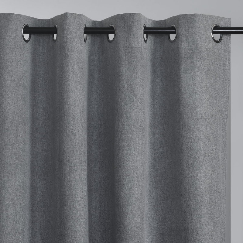 1‑Panel Linen‑Textured Blackout Door Curtain, Light Gray