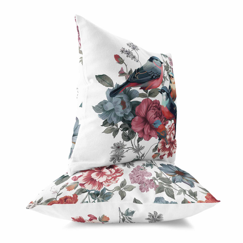 Coussin Petal, H 16 po x l 16 po, Blanc / Rose / Gris