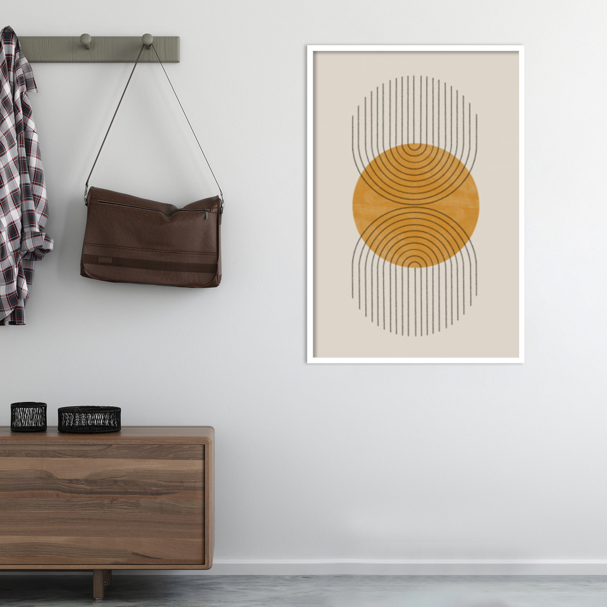 Perfect Point Yellow by The MIUUS STUDIO, 41" H x 28" W x 1" D, White Framed