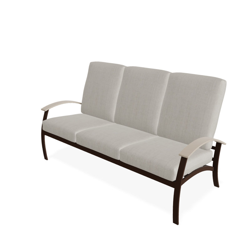 Belle Isle Outdoor 3 - Seat Patio Sofa, Textured Kona, Cabana Classic Black Stripe Sunbrella®