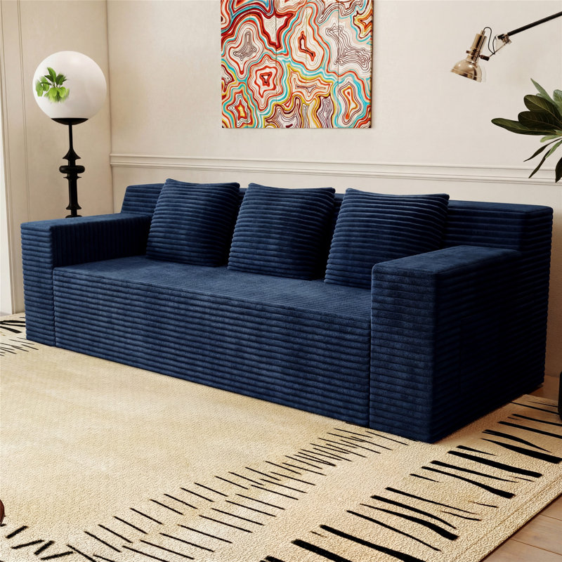Ensemble de canapé modulaire en velours côtelé de 71 pouces avec sièges profonds, aucun assemblage requis pour le salon ou la chambre à coucher
