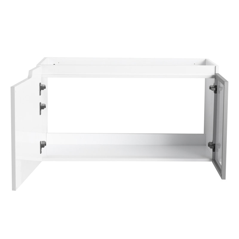 Meuble-lavabo 36 po blanc brillant avec 1/2 porte en verre gris, fonction de fermeture en douceur, contreplaqué pour l'esthétique - lavabo non inclus 2 portes modernes, meuble-lavabo, demi-porte, sans la construction