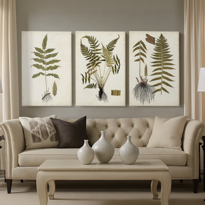Fern Botanical III - Toile tendue avec châssis sur mesure - 3 pièces
