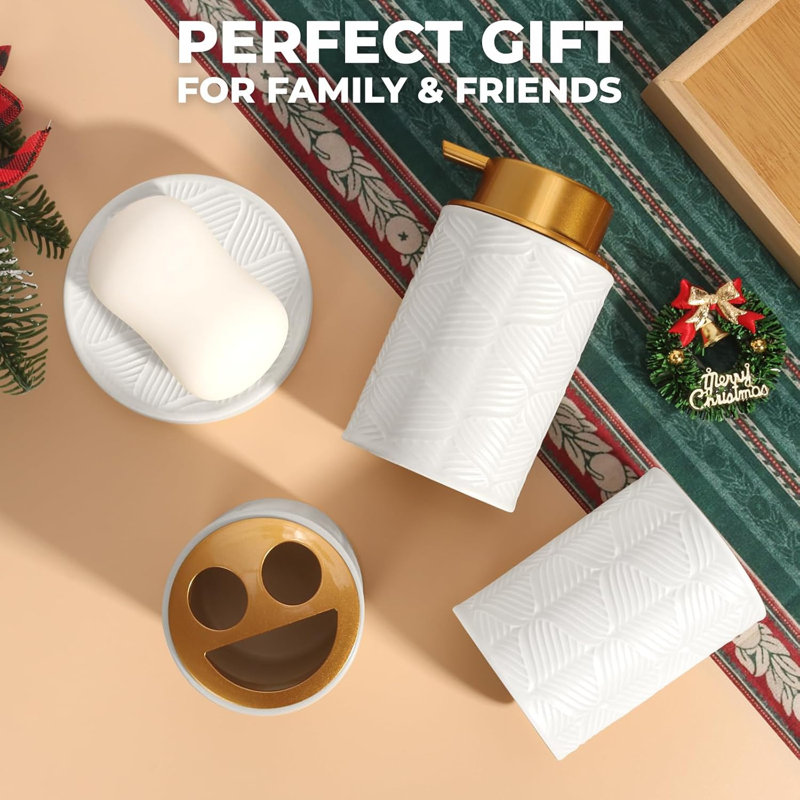 Ceramic Bathroom Accessories Set, 4 Pcs