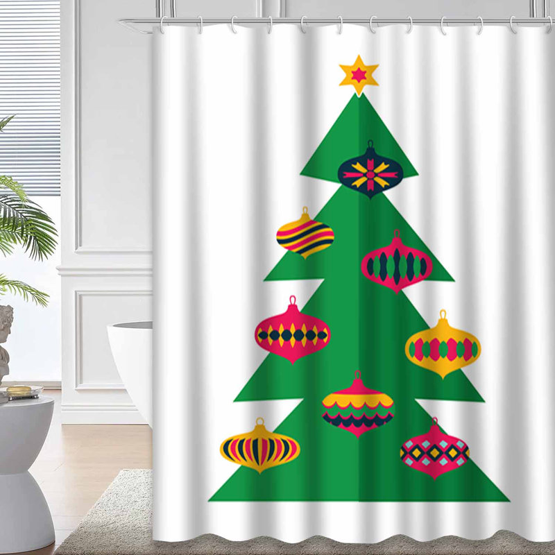 Rideau de douche de Noël avec 12 crochets, L 72 po x l 72 po