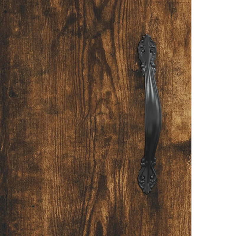 40cm W Iron Bedside Table, Smoked Oak