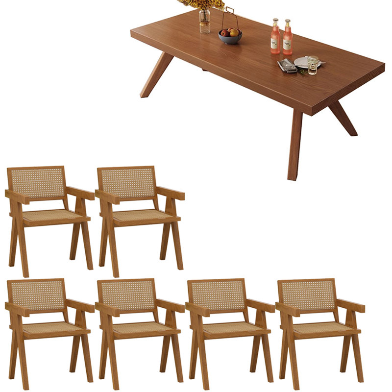 Ensemble de table à manger moderne en bois massif rectangulaire, H 29,5 po x L 62,9 po x l 27,5 po
