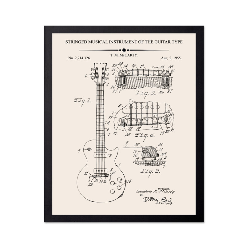 Plan de guitare n ° 1, Black Framed, Poster, 12"H x 16"W