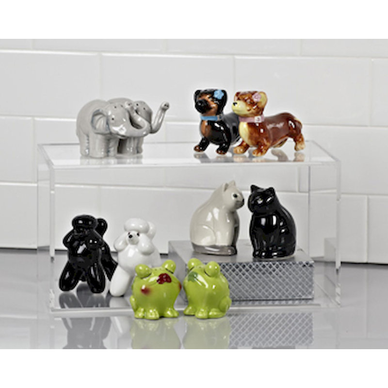 Gray Ceramic Hugging Elephants Salt and Pepper Shaker Set