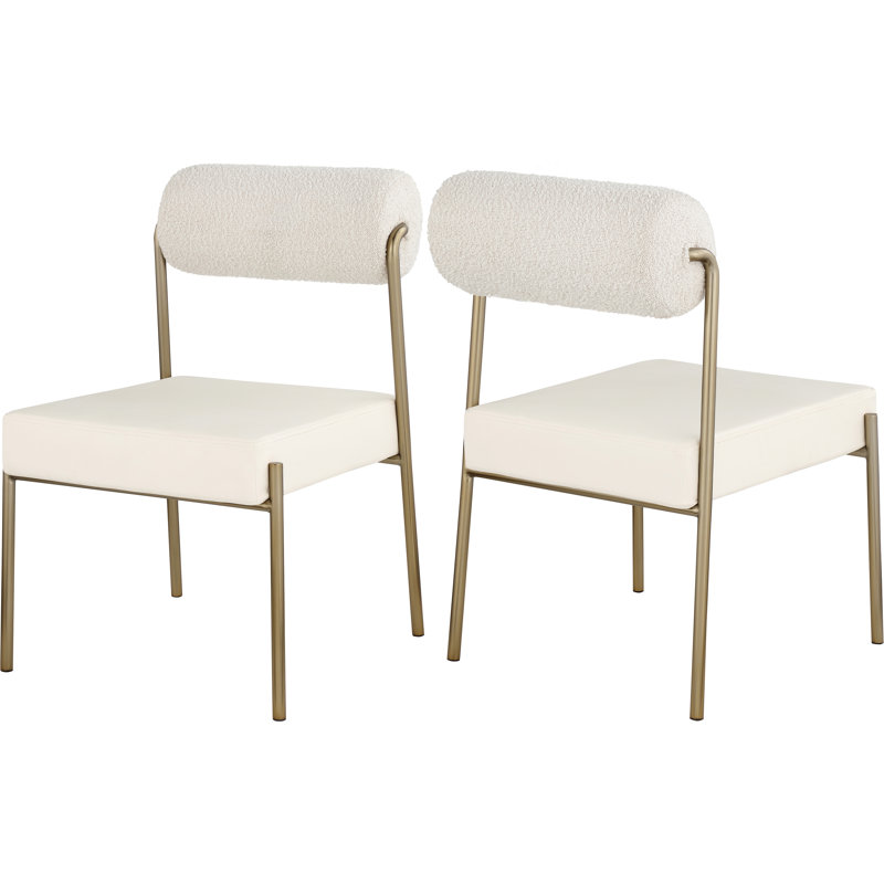 Chaise de salle à manger Carly, Tissu crème bouclé