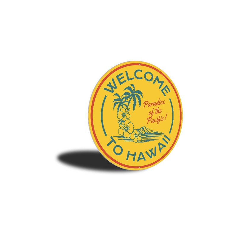 Panneau de bienvenue en aluminium Hawaii, H 12 po x l 12 po x P 0,04 po