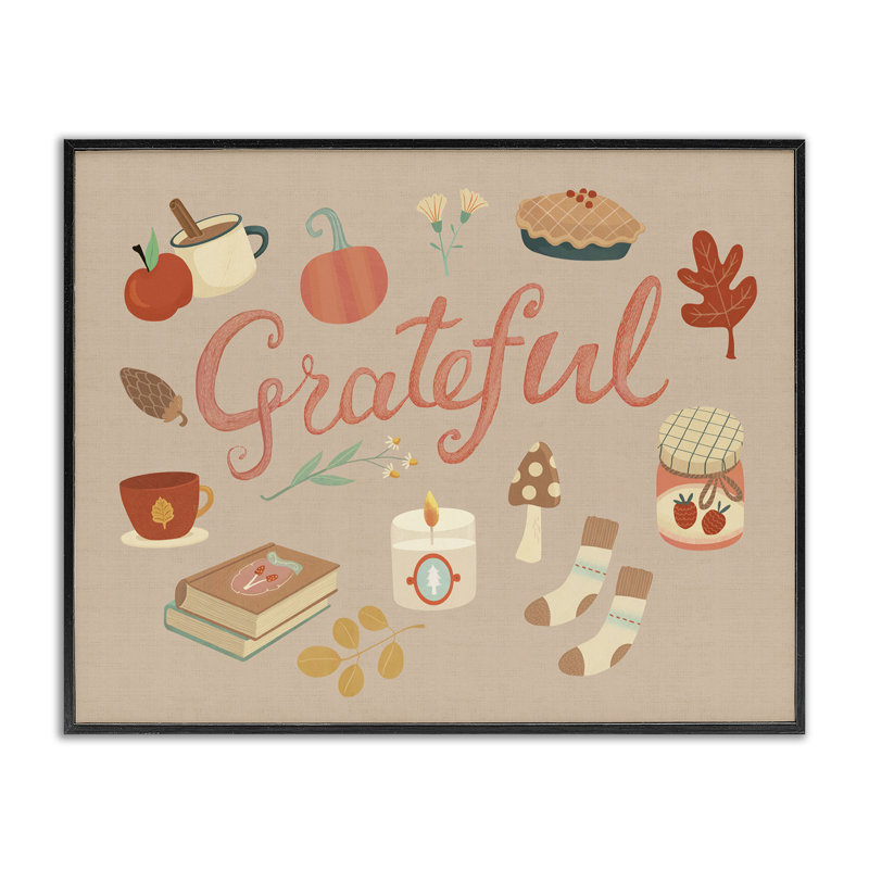  Grateful Cozy Fall Essentials Giclee Art by Laura Watson, Giclée encadrée noir minuit, H 11 po x l 14 po
