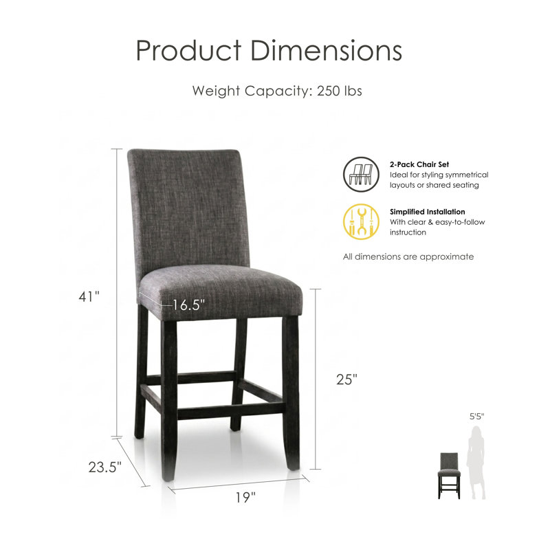 Kalb 25" Counter Stool, Gray