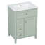 Meuble-lavabo vert de 24 po avec lavabo, panneau de fibres à densité moyenne et fabrication en bois d'hévéa, 3 tiroirs et armoire avec tablettes réglables, conception moderne pour les petites et moyennes salles de bain-222348393