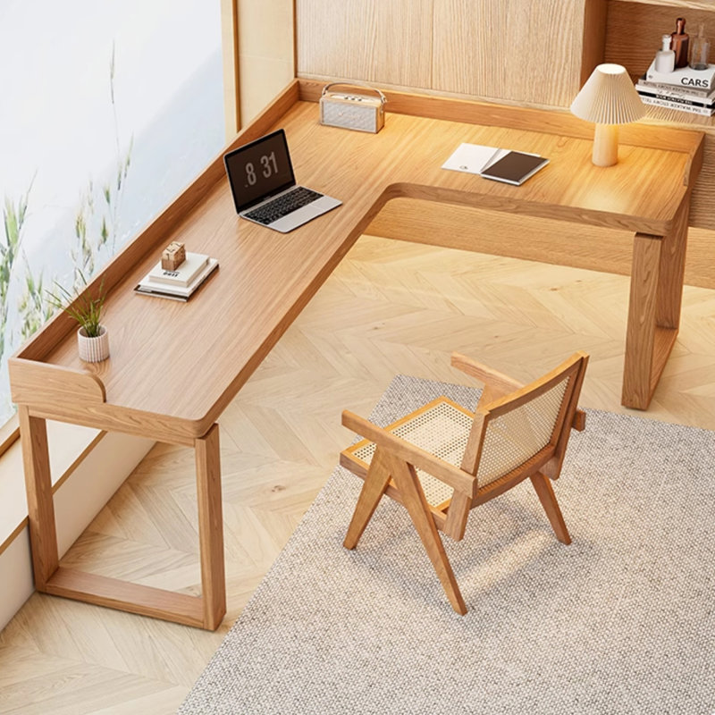 Bureau en bois massif en forme de L Modern Minimalist, H 29,53 po x l 70,87 po x P 47,24 po 